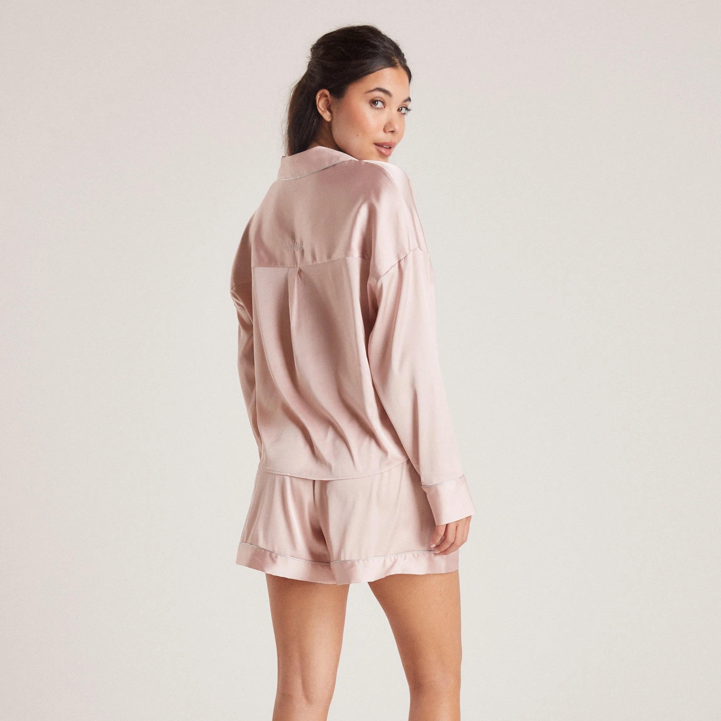 Sparkle Pyjama Skjorte i Satin - Blush