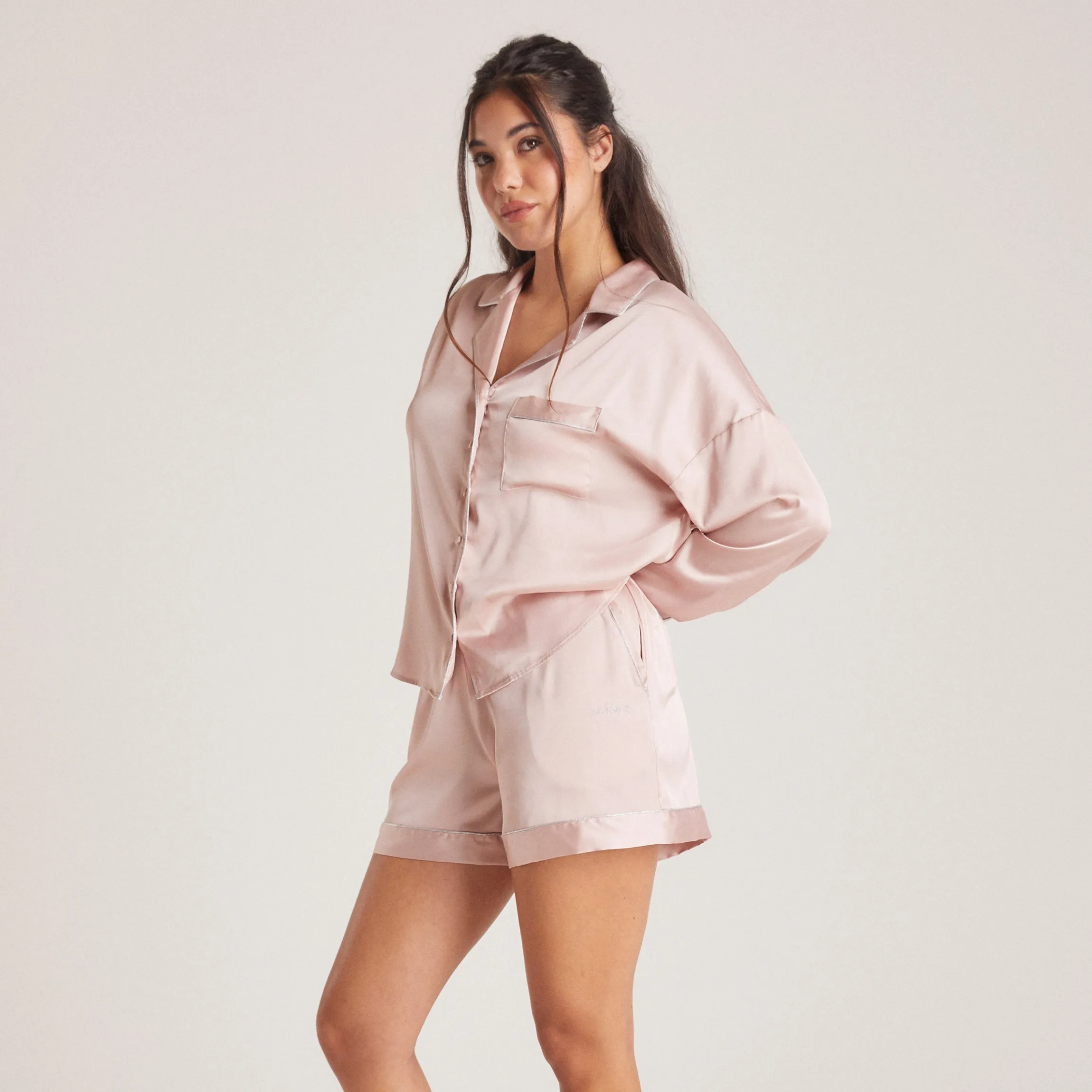 Sparkle Pyjamashorts i Satin - Blush
