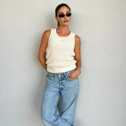 Strikket Vest Top - Creme