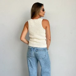 Strikket Vest Top - Creme
