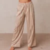 Striped Satin Pyjamabukser - Mink