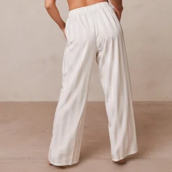 Striped Satin Pyjamabukser - Perle