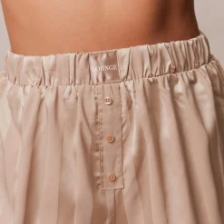 Striped Satin Pyjamashorts - Mink