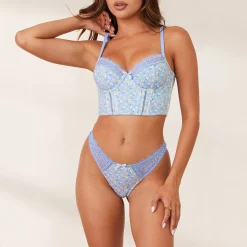 Sweet Longline BH - Blå blomstret