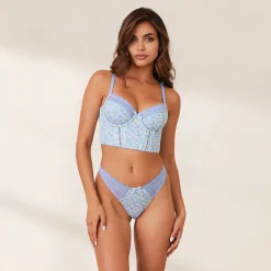 Sweet Longline BH - Blå blomstret
