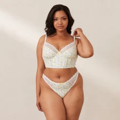 Sweet Longline BH - Hvid blomstret