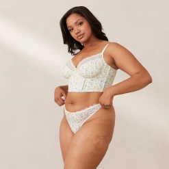 Sweet Longline BH - Hvid blomstret