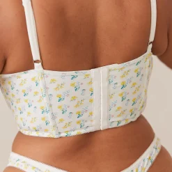 Sweet Longline BH - Hvid blomstret