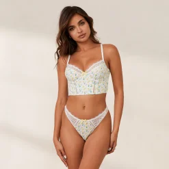 Sweet Longline BH - Hvid blomstret