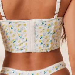 Sweet Longline BH - Hvid blomstret
