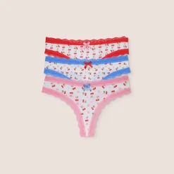 Thong med Kirsebærprint (3-pakke) - Multi