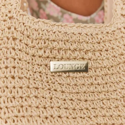 Tote Bag med Strå - Beige