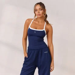 Varsity Bryderryg Cami Top - Marineblå