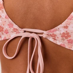 Vendbar Bikinitop med Bøjle - Pink/Blomstret