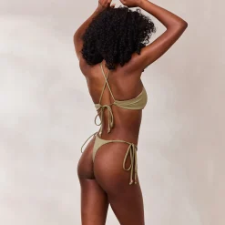 Vendbar Bralette Bikinitop - Grøn/Blomstret