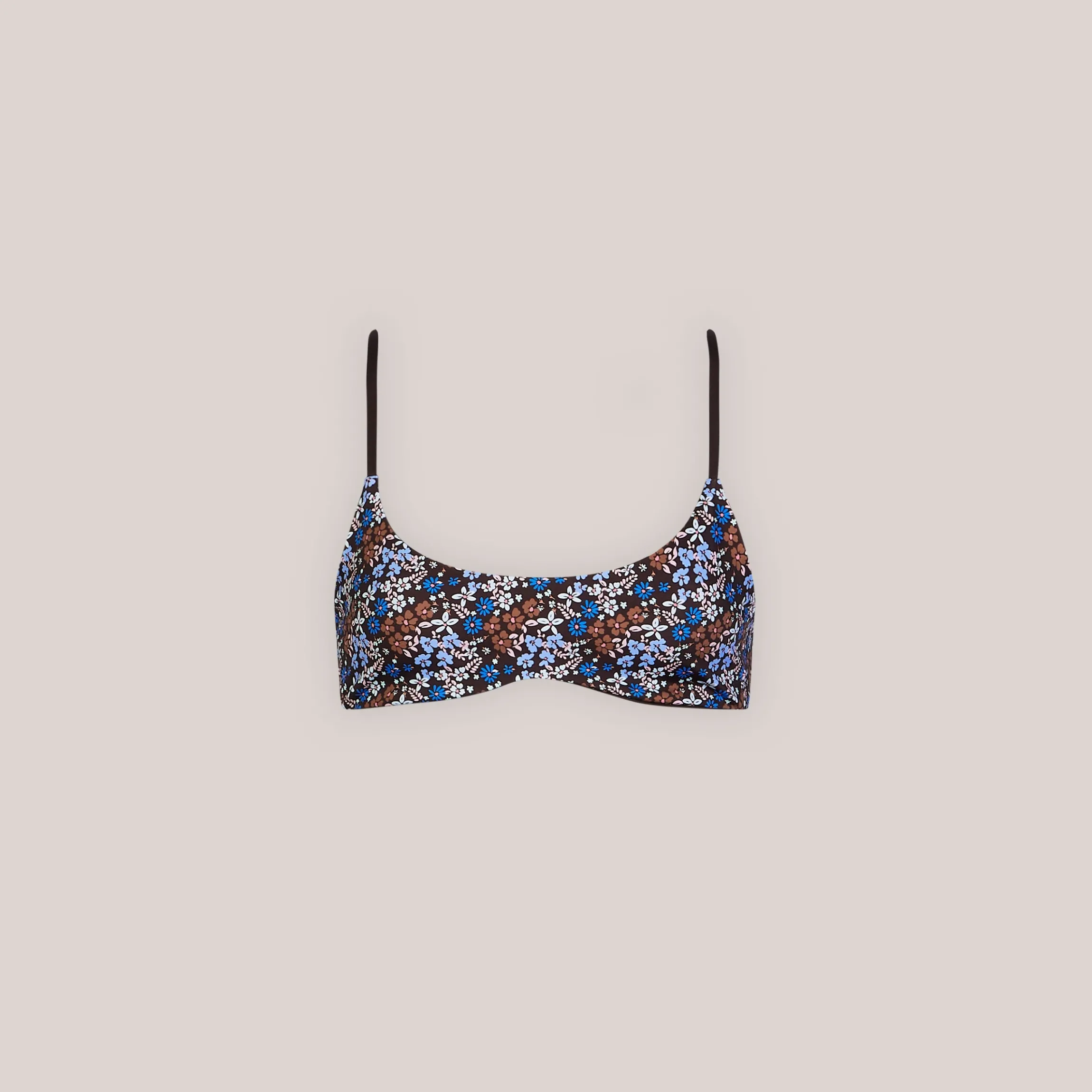 Vendbar Bralette Bikinitop - Brun/Blomstret