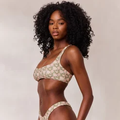 Vendbar Plunge Bikinitop - Grøn/Blomstret