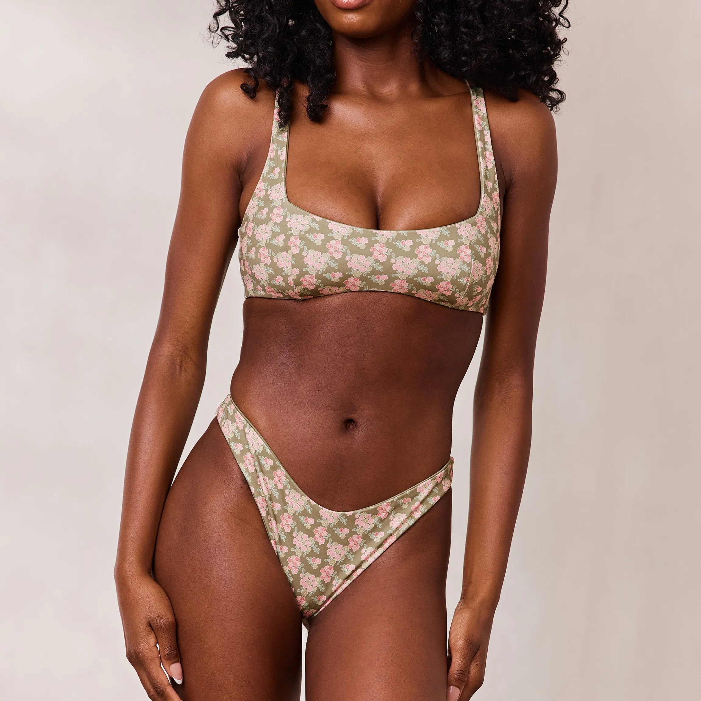 Vendbar Plunge Bikinitop - Grøn/Blomstret