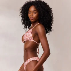 Vendbar Triangle Bikinitop - Pink/Blomstret