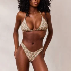 Vendbar Triangle Bikinitop - Grøn/Blomstret