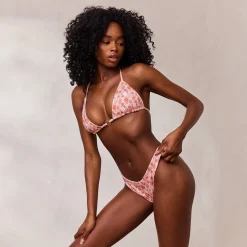 Vendbar Triangle Bikinitop - Pink/Blomstret